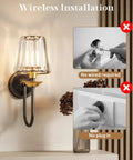 Black And Gold Crystal Wireless Rechargeable Wall Sconces Set Of Two Remote Dimmable 3Cct bedroom decor with clear installation tips.