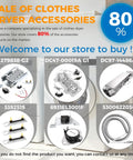 Sale of clothes dryer accessories with various parts displayed, including heating elements and fuses, promotional image.