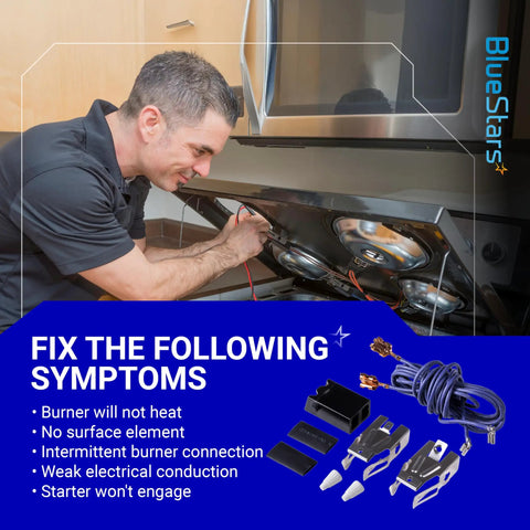 Man installing Range Surface Burner Terminal Block Kit 4 Pack For GE Kenmore Hotpoint Ovens Stoves Replaces AP3203326 WB17K10003 WB17T10009