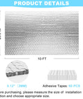 Reflective Insulation Roll 23.6 Inch By 10 Foot Bubble Aluminum Foil Sheet set with 60P Tapes, dimensions marked