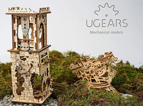 Archballista And Tower Wooden 3D Puzzle Mechanical Model For Self Assembly Laser Cut DIY Kit With Realistic Moving Parts And Medieval Siege Design; wooden tower and ballista