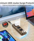 Power Strip Surge Protector With USB-C And USB-A, 1800J Surge Protection, 10 Ft Flat Extension Cord, Ultra Thin Flat Plug in use
