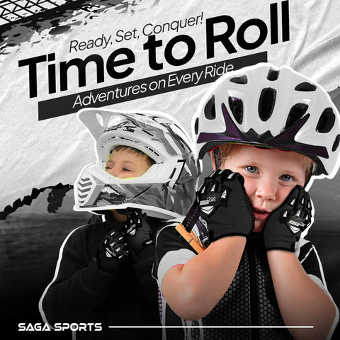 Young riders in helmets wearing Youth Motocross Gloves For Kids And Teens Pro Grade Protection For Dirt Bike And BMX Riders Durable Grip