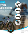 Beefy Fat Tire 26-Inch Mountain Bike With 21-Speed Drivetrain, 4-Inch Fat Tires, Dual Disc Brakes, Front Suspension Fork