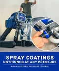 Heavy Duty Airless Paint Sprayer For Interior And Exterior Tasks Featuring Fully Adjustable Pressure Control and Reliable Power in use
