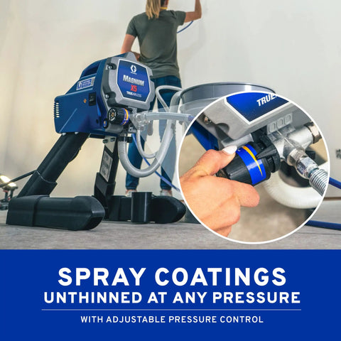 Heavy Duty Airless Paint Sprayer For Interior And Exterior Tasks Featuring Fully Adjustable Pressure Control and Reliable Power in use