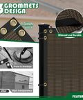 Privacy Fence Screen 4x25 Ft Outdoor Windscreen Cover 90 Percent Blockage Heavy Duty Mesh Shade Cloth With Grommets For Balcony Backyard Patio Pool Deck Brown Includes Zip Ties shown with durable design and grommets.