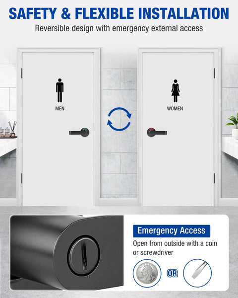 Heavy Duty Dual Pack Bathroom Lock With Vacant Occupied Sign For Door Handle Commercial Grade Restroom Knob for men and women doors