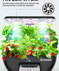 17 Pod Hydroponics Growing System Kit With 102 28W Full Spectrum Grow Lights Two Fans Auto Timer Water Pump 10L Tank Height Adjustable Indoor Garden In Black And White Dope Setup with built-in fans and lush greenery.