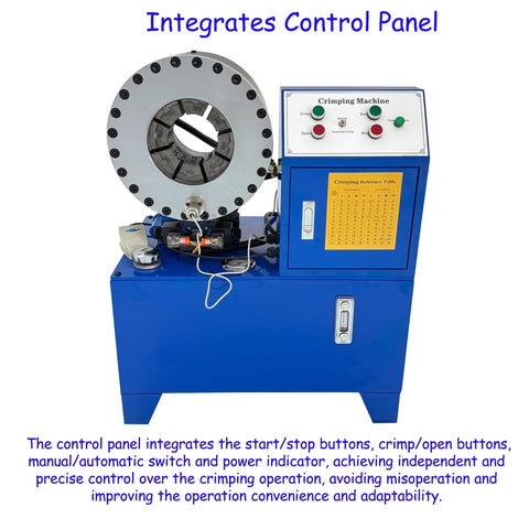 IntsuPimai 4Kw Electric Hydraulic Hose Crimper With 14 Dies For 0 2 To 4 Inch Tube Swaging control panel with buttons.