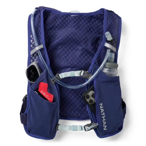 15L Go To Hydration Pack Indigo And Reflective Silver OSFM One Size Fits Most Unisex Running Backpack With Adjustable Side And Front Straps