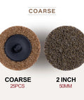 Coarse 2 Inch Quick Change Sanding Discs With One Quarter Inch Shank For Die Grinder Set Pro Grade Aluminum Oxide Open Web Close-Up