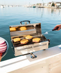 Pro Grade Boat Grill For Onboard Cooking Marine Grade Stainless Steel Portable Propane Grill With 9X18 Inch Grilling Surface Fold