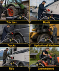 Heavy Duty Diesel Fuel Transfer Pump Handling 17 Gallons Per Minute With A Beefy 380W Motor in various applications like tractors and boats.