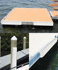 Marine Grade Boat Dock Bumpers for Edge and Piling Posts Dock Fenders in use with straight edges and vertical pilings.
