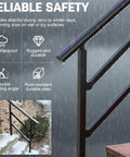 Rock Solid Wrought Iron Handrails For Outdoor Steps Heavy Duty Stair Grip Rails With Rust Resistant Powder Coat showing weatherproof durable design.