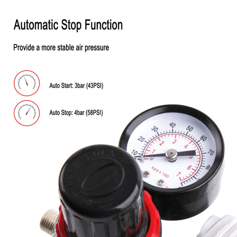 Airbrush Kit With Compressor AS18-2K Basic Start Set gauge with automatic stop function display