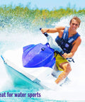 Person jet skiing, promoting AquaBlock Silicone Ear Plugs For Swimming 2 Pair Waterproof Reusable Ear Protection activities.