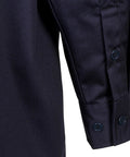Close-up of the sleeve and cuff buttons of the Throw On This Men's Flame Resistant Work Shirt Built From 7.5oz Cotton Twill NFPA 2112.