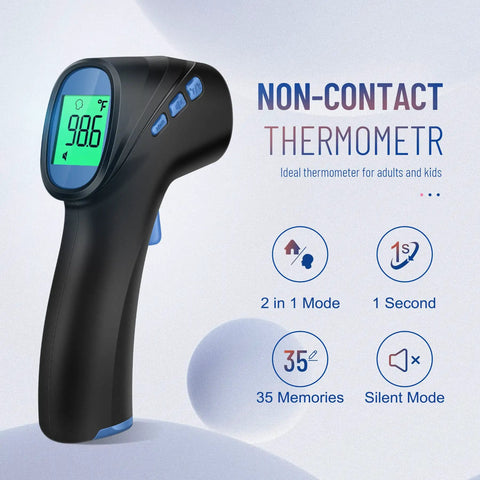No Touch Forehead Thermometer For Adults And Kids, Ultra Fast 1 Second Read Infrared Thermometer With Accurate Fever Detection, Safe No Cross Contamination, Easy One Button Use With Backlit Display black handheld device