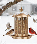 Large Capacity Metal Bird Feeder For Outdoor Hanging Built To Last Heavy Duty Wild Bird Feeder With Lantern Shaped Vintage Look