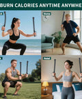 Various people using Two Pack Ropeless Battle Ropes For Home Gym Cordless Workout Ropes With Gloves Bag And Tutorial in different settings