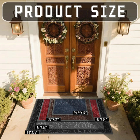 Heavy Duty Non Slip Outdoor Doormat for Front Door and Entryway Waterproof Sturdy Retro Mat shown at 29.5x17 inches size.