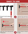 4 In 1 Door Hinge Adjustment Tool Kit With Rotary Gap Adjuster steps for use on residential and commercial doors