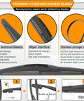 24 Inch And 19 Inch Windshield Wiper Blades Replacement For Honda CRV 2023 2024 2025 With 10 Inch Rear Wiper; plastic reinforced skeleton details