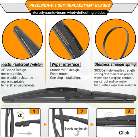 24 Inch And 19 Inch Windshield Wiper Blades Replacement For Honda CRV 2023 2024 2025 With 10 Inch Rear Wiper; plastic reinforced skeleton details