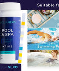 All In One 100 Pack Pool Test Strips 7 In 1 For Pools Spas Paddling Pools Water Tester For PH Chlorine Bromine Alkalinity CYA Total Hardness
