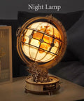 Illuminated Globe 3D Wooden Puzzle With Stand For Adults 180 Piece Build Built In LED Model Kit Cool Hobby Gift Home Decor Dorm Room Accent Relaxing Night Light on desk