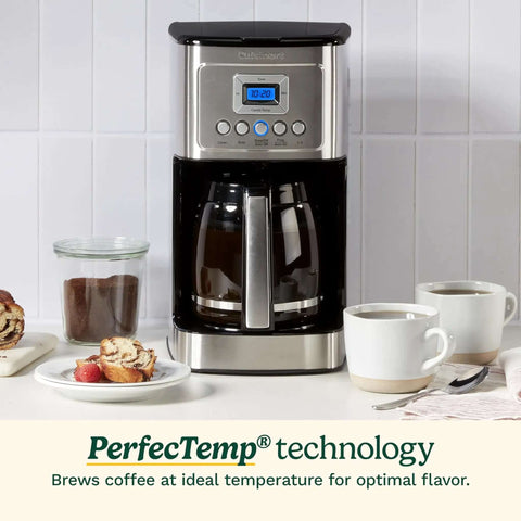 Plug-And-Play Programmable 14-Cup Coffee Maker With Temperature Control And Glass Carafe displayed on kitchen counter