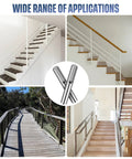 50 Pack 316 Marine Grade Stainless Steel Invisible Cable Railing Kit For 1/8 Inch Rope in various stair and balcony setups.