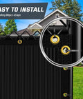 Chain Link Fence Privacy Screen 6 By 50 Feet, 90 Percent Privacy Outdoor Fence Cover With Brass Grommets close-up installation view