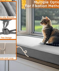 Custom Size Bench Cushion Cover Replaceable Cushion Cover With 80 Plus Colors For Indoor Outdoor Patio Use with non-slip bottom, ties, and hook-loop design for fixation, shown on a window seat in grey.