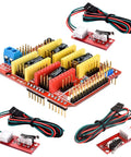 Badass DIY CNC Router Bundle With Rock Solid Arduino GRBL Shield featuring DRV8825 drivers and wiring for CNC operations.