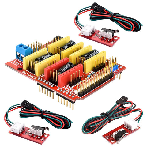 Badass DIY CNC Router Bundle With Rock Solid Arduino GRBL Shield featuring DRV8825 drivers and wiring for CNC operations.