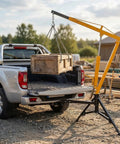 1000 Lb Hydraulic Truck Bed Crane With 360 Degree Swivel Hitch, Three Adjustable Booms lifting crate in pickup truck bed