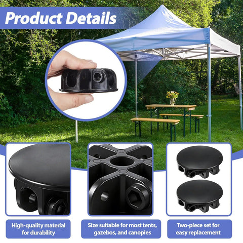 Two Pack 4 Way Roof Center Bracket Connector For Pop Up Canopies And Gazebos Heavy Duty Replacement Parts Black