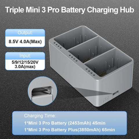 Mini 3 Pro And Mini 4 Pro Battery Plus 2 Pack With Beefed-Up Two-Way Charging Hub, 3850mAh Replacement Drone Battery Kit