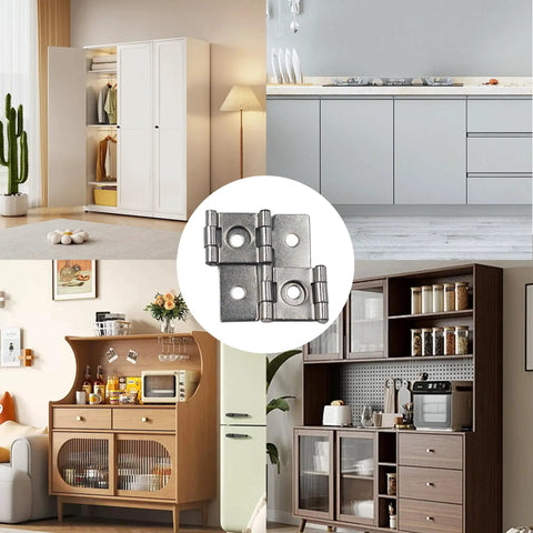 Double Acting Hinges 12 Pack, 270 Degree Self Closing Cabinet Hardware, Heavy Duty Silver Door Mounts on various cabinets.