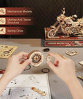 3D Wooden Motorcycle Puzzle Kit for Adults 1 To 8 Scale Buildable Mechanical Model, DIY Wood Craft Hobby for Men Women, Realistic V4 Engine, Wind Up Bike, Dope Gift, Home Decor, wooden motorcycle parts assembled by hand