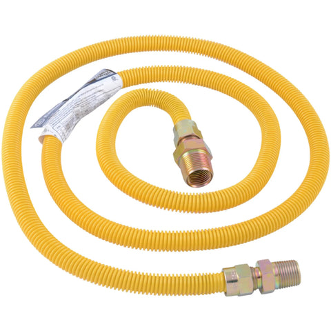 72 Inch Flexible Gas Line Connector With Three Eighth Inch OD And Three Quarter By One Half Inch MIP Fittings For Natural Gas And Propane Stainless Steel Yellow Great For Grills Fireplaces Heaters Dryers And Gas Logs