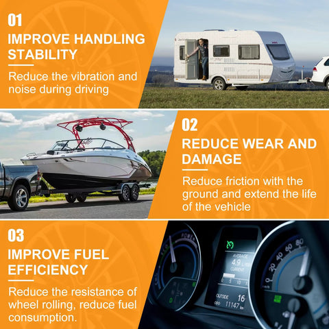 Automotive parts banner showing caravan and boat trailer visuals with a car dashboard on orange panels.