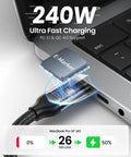 Lightning Fast USB4 Thunderbolt 4 Cable 2.6Ft USB C Data Cable 40Gbps 240W Power Delivery Plug And Play No Driver Needed High Speed Transfer For Laptops And Docks connected to MacBook Pro