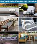 Custom Size Bench Cushion With Linen Cover And Zipper For Indoor Outdoor Benches Universal Fit Seat Pad For Patio