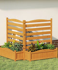 Two Panel Outdoor Privacy Fence With Planter Box For AC Unit No Dig Kit Wood Privacy Screen Enclosure for patio, 34 W x 40 H