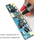 Ultra Sharp Multimeter Probe Leads Kit With Gold Plated Test Probes measuring electronic circuit board.