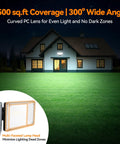 85W LED Flood Lamp Sheds 10000 Lumens Of Real Juice With Four Pivot Heads And Dusk To Dawn Switch For Solid Yard Defense. Multi-faceted lamp head with curved lens for wide-angle light coverage.